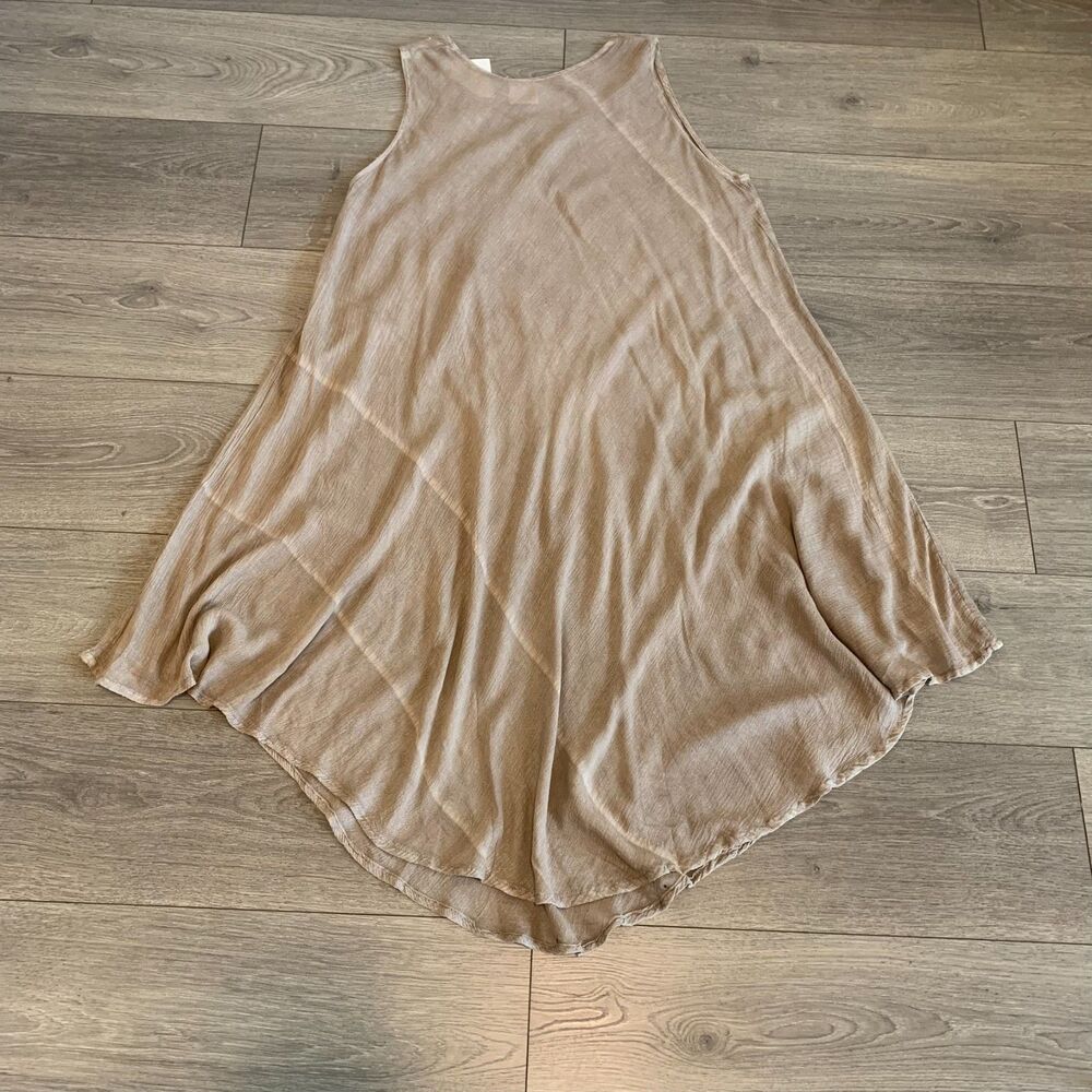 Boho Women Butterfly Embroidered Handkerchief Hem Dress Brown Artsy Festival XL - Picture 3 of 7